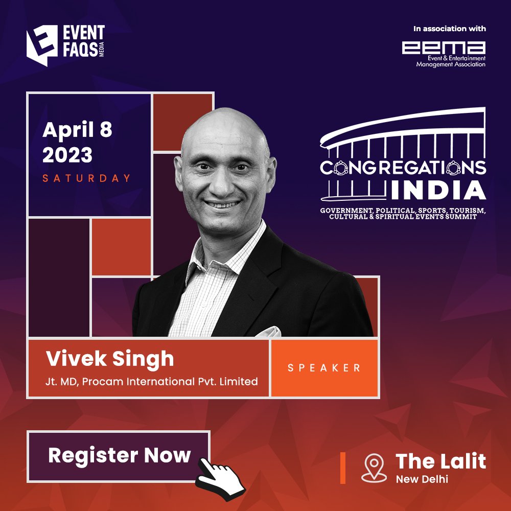We are thrilled to welcome @vivekprocam, Joint Managing Director of @Procamintl to the second edition of the Congregations India summit.

An initiative by @EVENTFAQS
#congregationsindia #eema