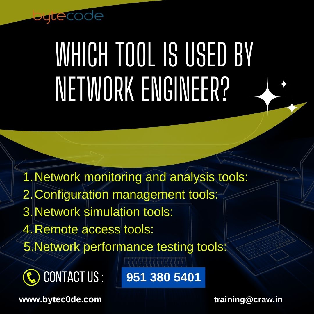 Which Tools is Used by Network Engineer
Read More
bytec0de.com/learn-basic-to…
'
'
'
#cybersecurity #security 
#informationsecurity
#networkengineering
#networkmanagement #networking #networksecurity #jobs #networksecurityengineer #networkingtools #careers #training