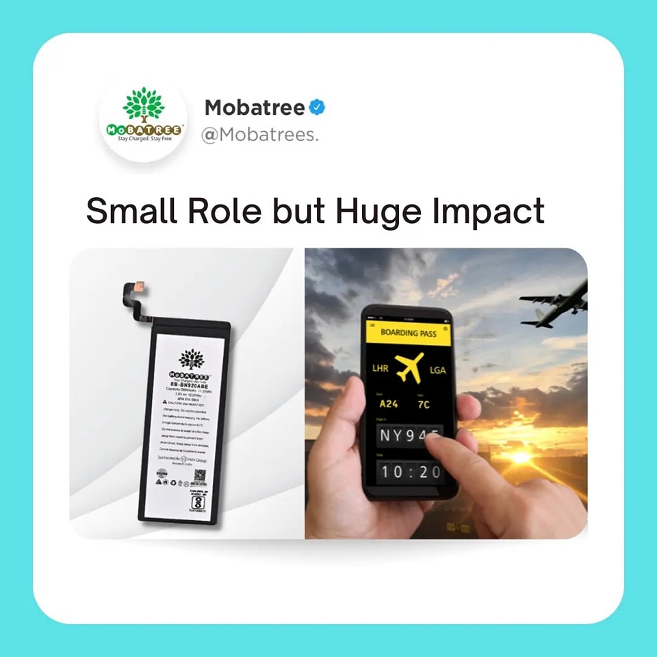 Small role but huge impact!
The battery has a small role in our life but a huge impact 
Smartphones are a necessity and having a good battery in our phone makes a difference in our lifestyle!
Switch to Mobatree for a longer battery backup! 

#relatable #relatablepost