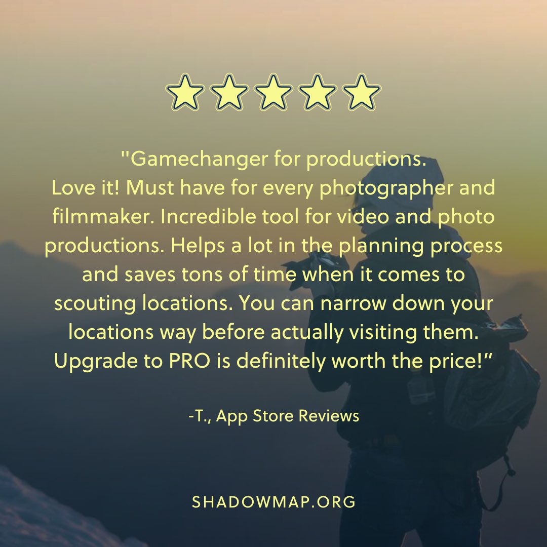shadowmap_org's tweet photo. Thanks for the amazing and detailed #review! We are happy to serve #creatives all around the world. 📸 🎞️🎥
.
#shadowmapreview #shadowmap #appreview #3dmapping #photographytool #productiontool #videoproductionservices #3d #proptech https://t.co/IhjPQOXbbt