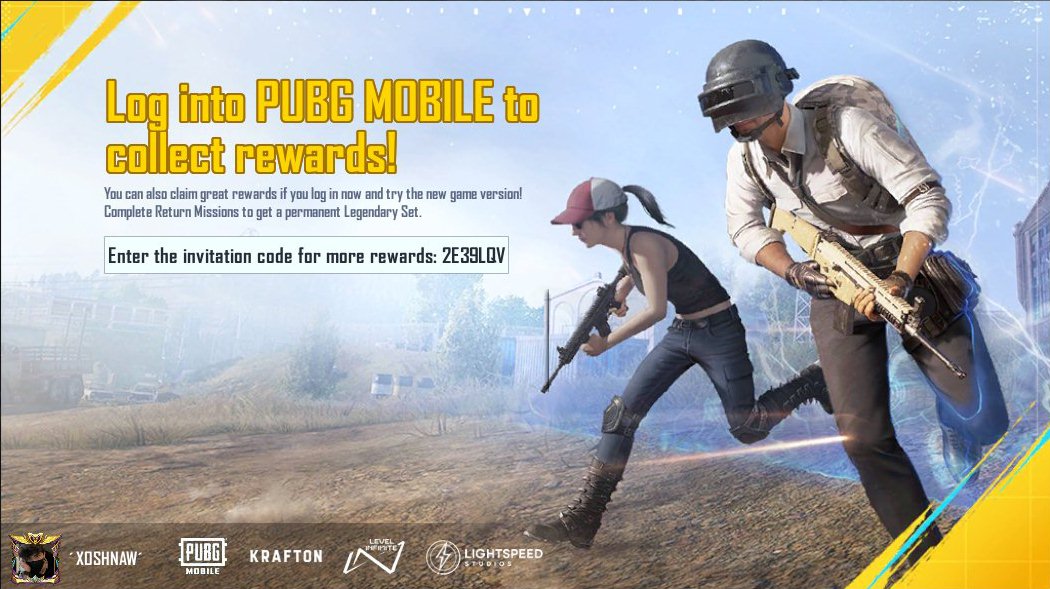 Moon12188486's tweet photo. Complete PUBG MOBILE Return Missions! Collect a permanent epic outfit for free! My invitation code: 2E39LQV https://t.co/pm9J61Gj97 https://t.co/N1wQAvtoUu