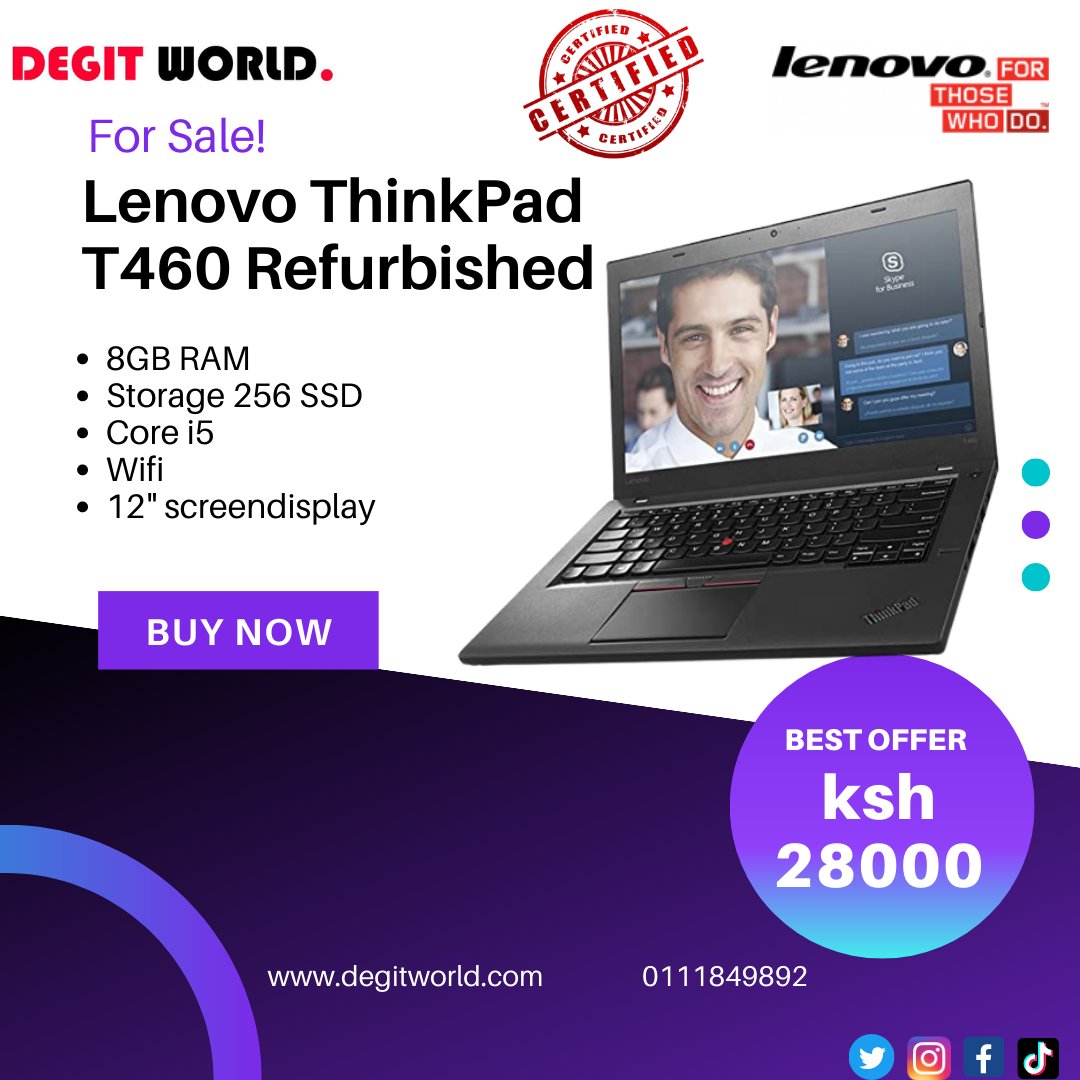 degit_world's tweet photo. Upgrade your daily work routine with the reliable and powerful Lenovo ThinkPad T460! With 8GB RAM, 256 SSD, and a Core i5 processor, you can work efficiently and seamlessly.
#jeffmwathi #3CAS #millicentomanga #Maandamano #margaretkenyatta #degitworldelectronics #Nairobi https://t.co/0XVm1vVNKM