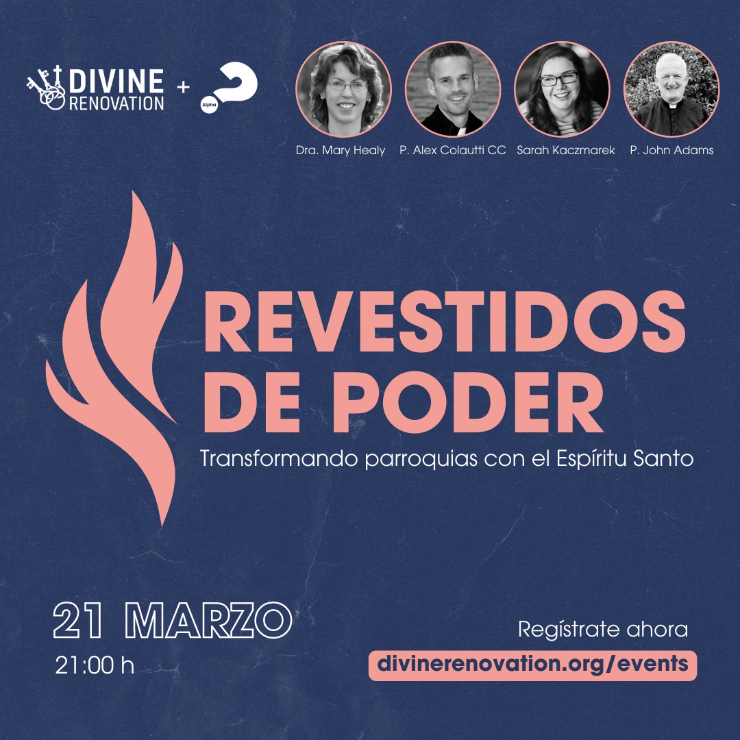 AlphaSpain's tweet image. Seminario online de @DivReno  y 
@alphacourse
 : Revestidos de poder. 
Transformando parroquias con el Espíritu Santo.
Martes 21 de marzo a las 21:00 h.
Traducción simultánea al castellano.
Os animamos a que os apuntéis en el siguiente enlace: bit.ly/3moi9eQ

#Alpha