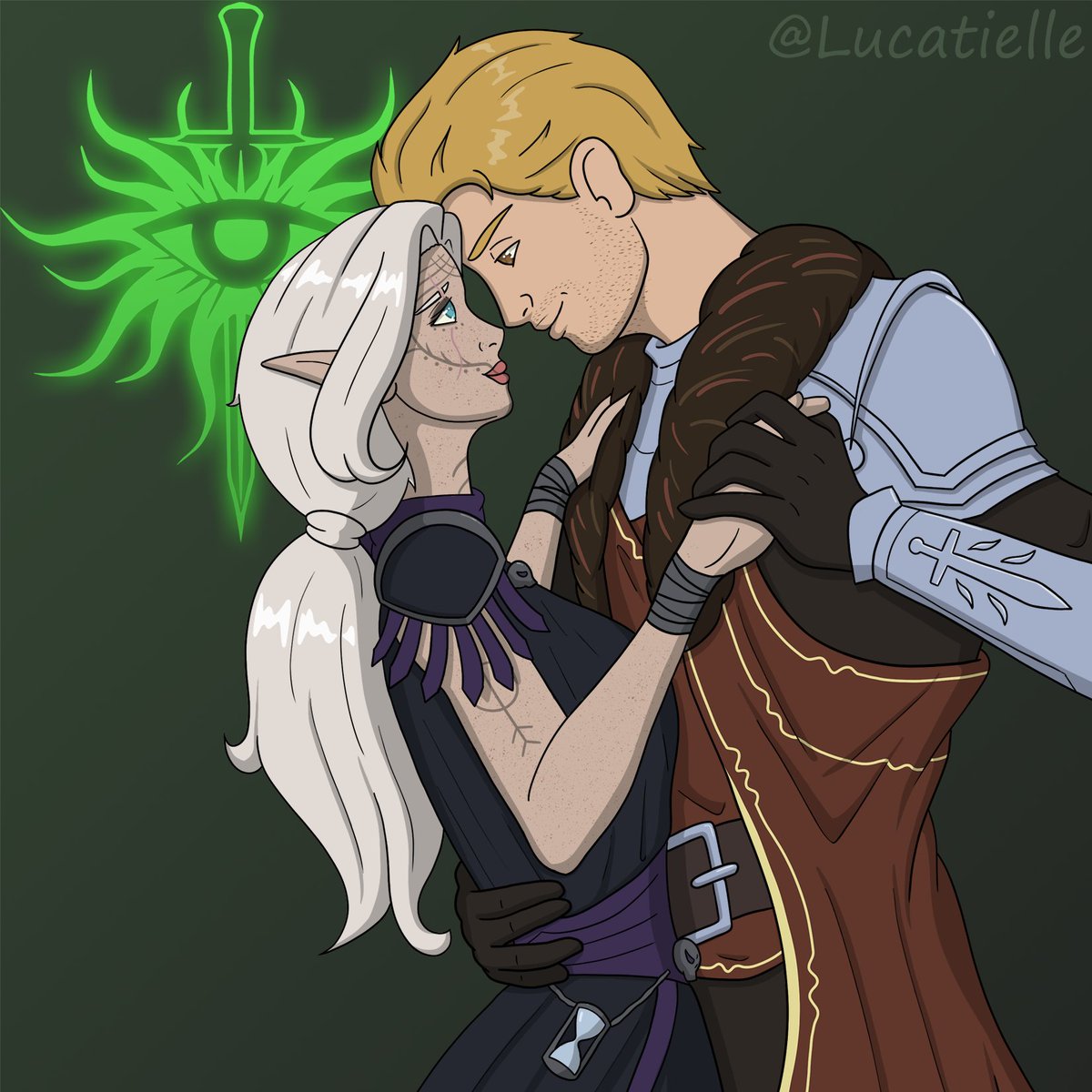 lucatielle's tweet photo. The Inquisitor Lavellan and her lovely boyfriend Cullen 💚

Fandom: #DragonAge 
Characters: #TheInquisitor #Lavellan and #CullenRutherford

#DragonAgeInquisition #Bioware #fanart #mage #templar #Romance #Cullen https://t.co/Wy8Zx4VDKZ