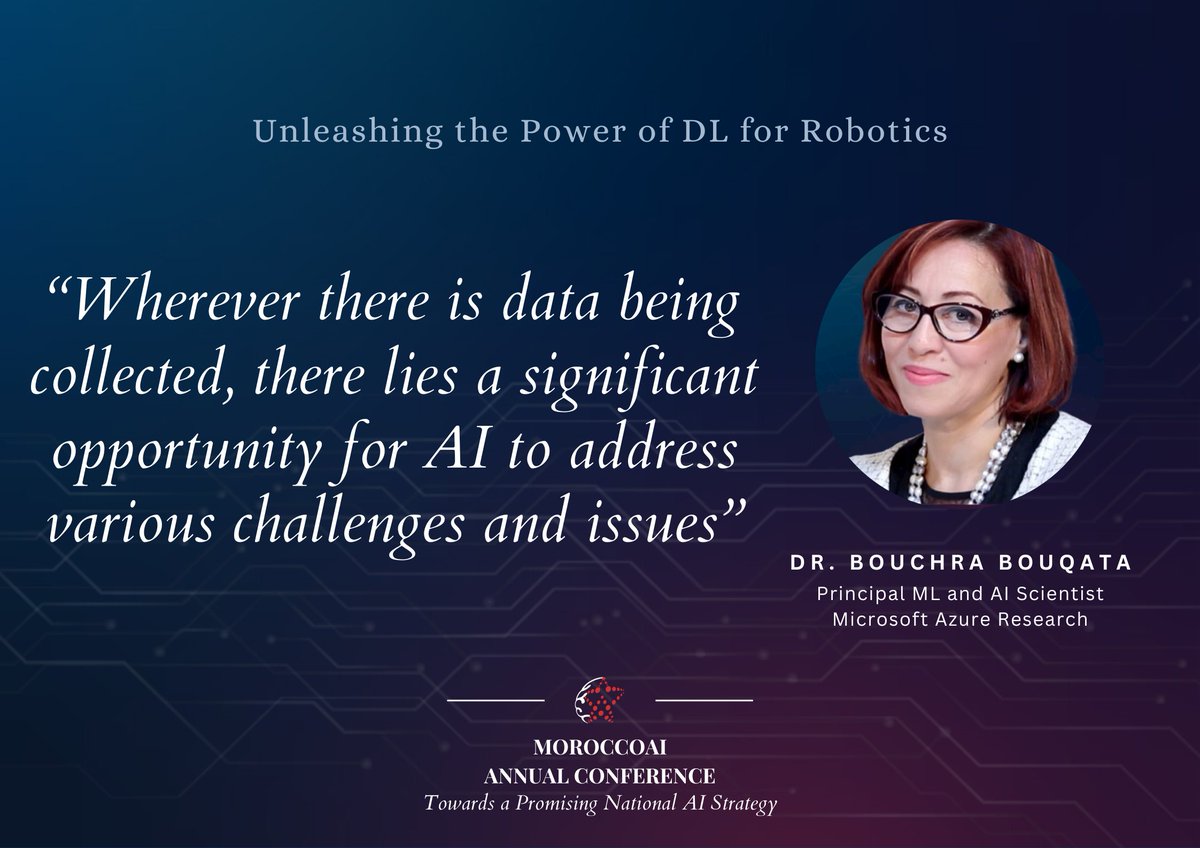 MoroccoAI's tweet photo. In her talk, Dr. Bouqata, Principal Scientist at Amazon Research, reveals the game-changing potential of #AI for #industrial development

View the talk and discover two AI use cases that can develop #Morocco's economy
👉 https://t.co/EVMy32rbm8

Follow us for more!
#AI #MoroccoAI https://t.co/0y5RIzwEkk