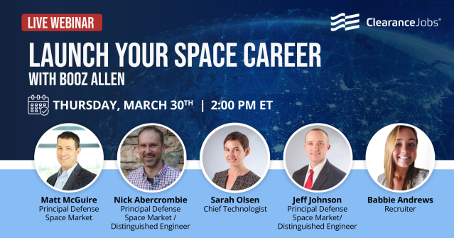 KristenC_BAH's tweet photo. Join #LifeatBooz on March 30 for an interactive #virtualevent on #spacecareers in partnership with @ClearanceJobs. RSVP today: https://t.co/tuClQGbvPR https://t.co/pEHwMsO99a