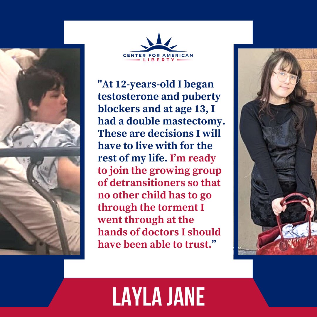 Meet Layla Jane. Doctors mutilated her with hormone treatments and a double mastectomy at ages 12-13. The Center for American Liberty is taking legal action against Kaiser to stop this from happening to children.

For more info: loom.ly/DL6YMRM

@pnjaban