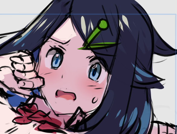 FANBOX限定コンテンツ用カット(左)、本日晩の公開に向けてカラーラフをもうちょっと粘っている最中。それとは別に渋・ニジエ用の新しいイラスト(右)もちょっとラフ進めてます。 