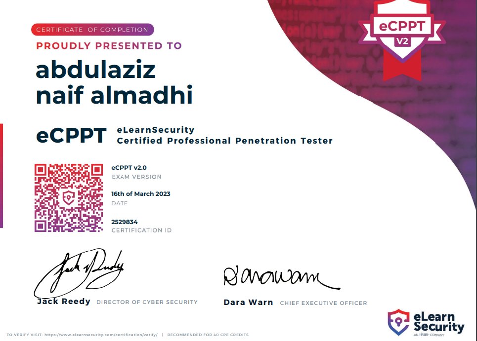 3zizMe_'s tweet image. الحمد لله🤍
I&apos;m glad to announce that I have successfully passed #eCPPTv2 exam