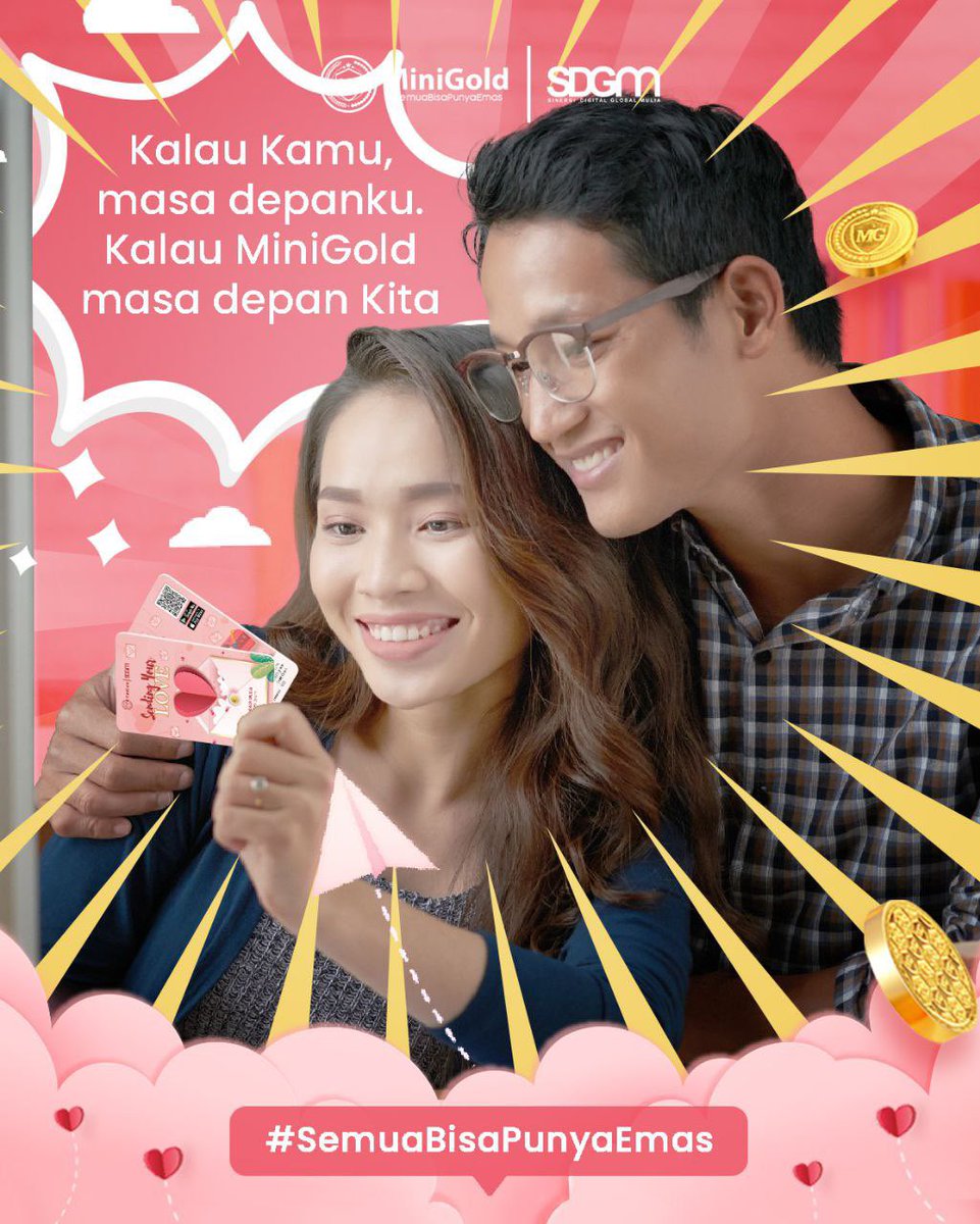 MiniGoldID's tweet photo. Kalo digombalin pasangan, pasti bikin senyum-senyum sendiri. Apalagi selain di gombalin, diberikan MiniGold Logam Mulia 24 karat dengan design yang menggambarkan kasih sayang. Momen ber-2 jadi semakin hangat sambil membicarakan tujuan masa depan bersama.👩🏻‍❤️‍👨🏼 https://t.co/aIG2fxBK6o