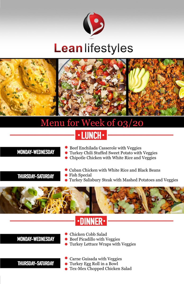 leanmcallen's tweet photo. Here’s our menu for next week. Please text meal prep orders to (956) 445-3226 before 9pm on Friday. Let’s get lean RGV! #mealprep #mcallen #rgvlife #getlean #health https://t.co/kLPVNJgIXP