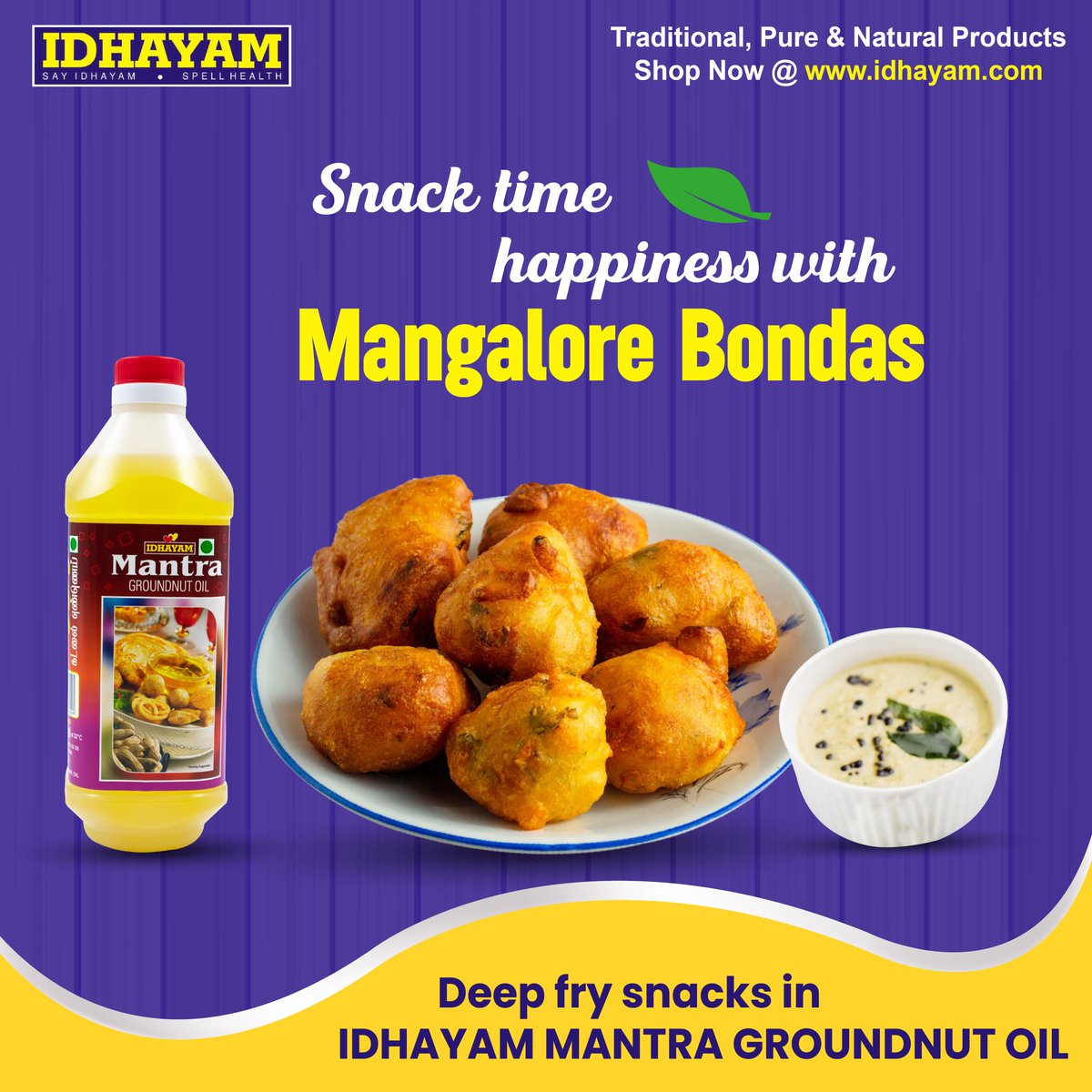 Snack time happiness with Mangalore Bondas 😋
Deep fry snacks in IDHAYAM MANTRA GROUNDNUT OIL& Shop at - idhayam.com

#idhayammantra #mangalorebonda #bondas #vegbonda #groundnutoil #snackstime
