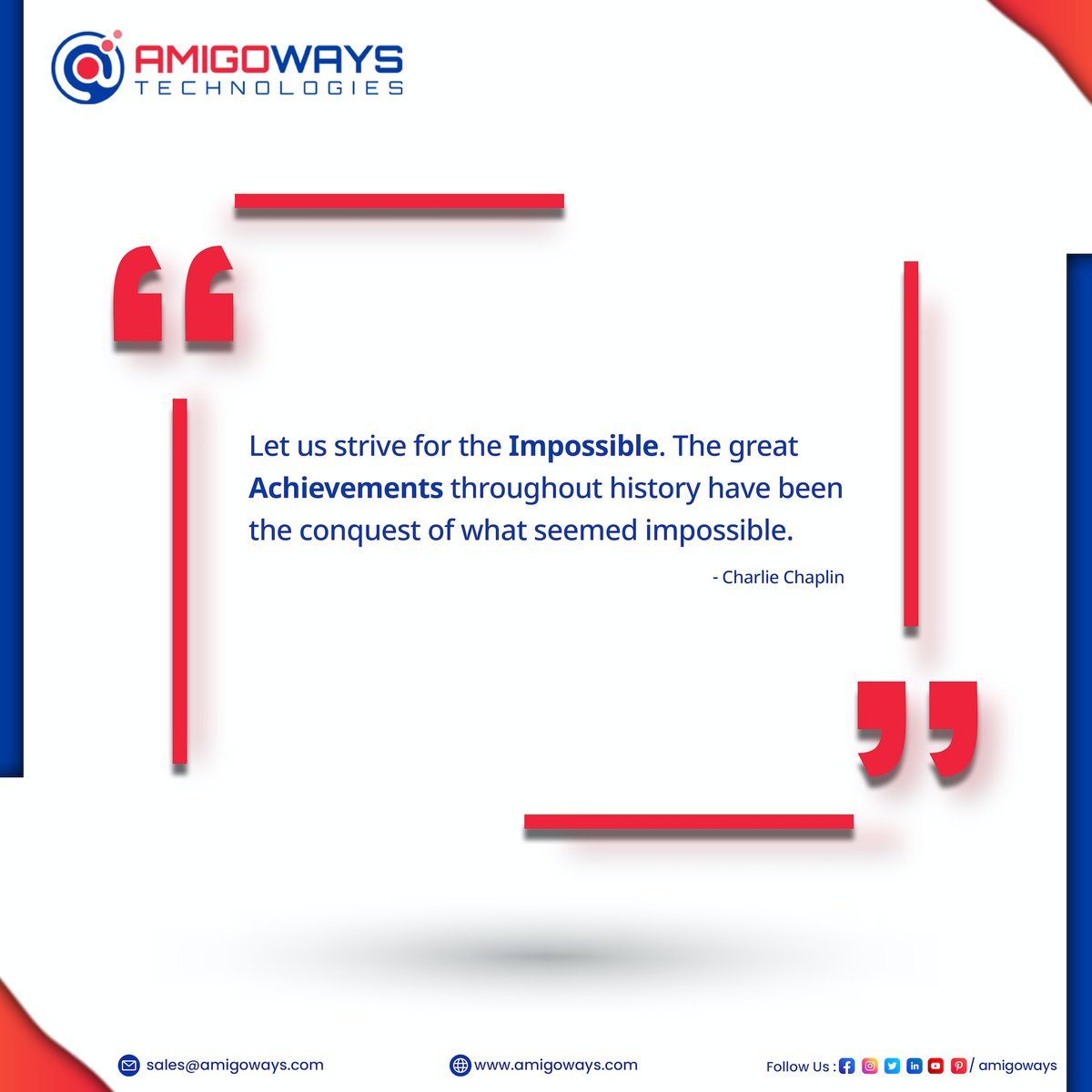 amigoways's tweet photo. Amigoways Motivational Quote Of The Week💡🔥☄️

#happy #friday #morning #motivation #morningvibes #CharlieChaplin #CharlieChaplinquotes #morningmotivation #goodmorning #goodvibes #today #inspiration #inspirationalquotes #inspirational #weekend #inspirationvibe https://t.co/kHnZMKCkpR
