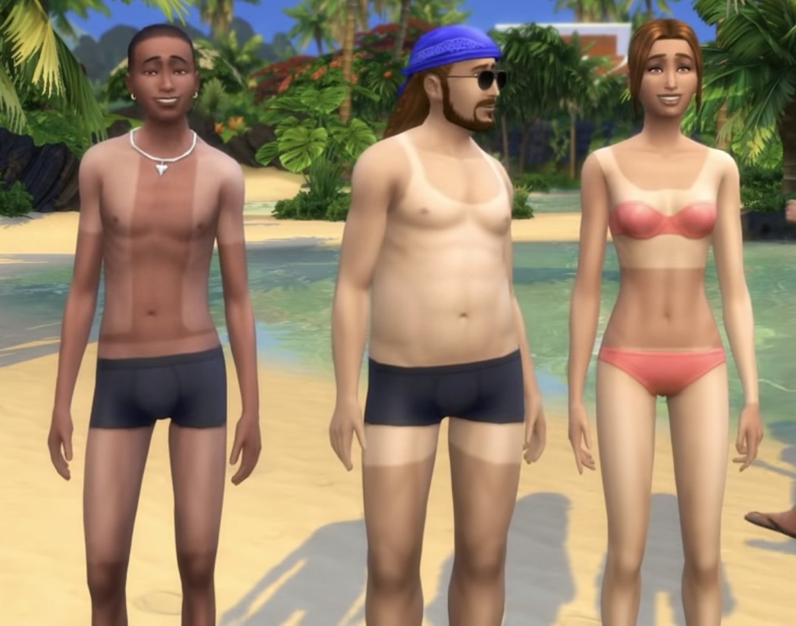 Fun fact: If you sim gets suntanned/sunburnt in The Sims 4 Island