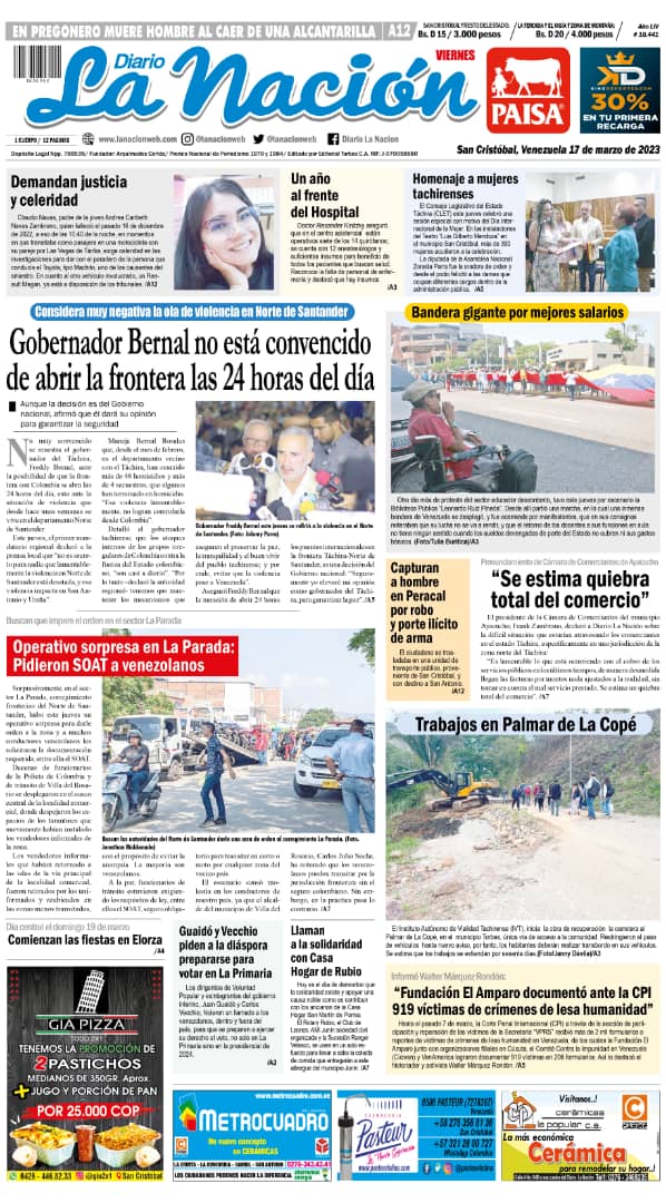 ¡Buenos días desde la ciudad de la cordialidad! Esta es nuestra portada de #17Mar que le trae Diario La Nación