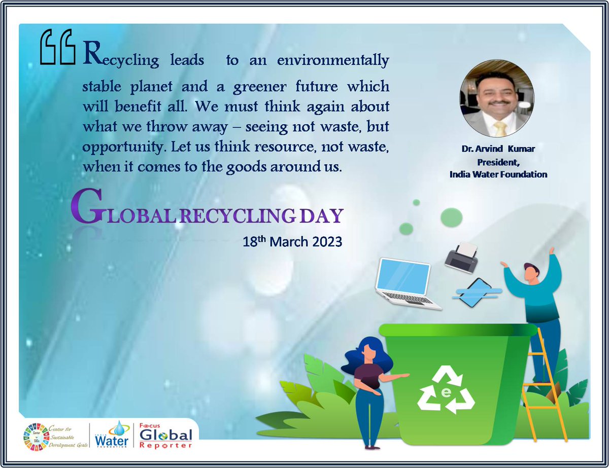drarvindkumar1's tweet image. #globalrecyclingday2023 #ActNowForFuture #FullyCircular #CircularEconomy #ForNature #sustainability #recyclingmatters  #reusereducerecycle #ecofriendly #ClimateAction #climatechange #Environment #globalwarming #PlantATree #RecyclingFacts #thinkbeforeyouthrow @PMOIndia @g20org
