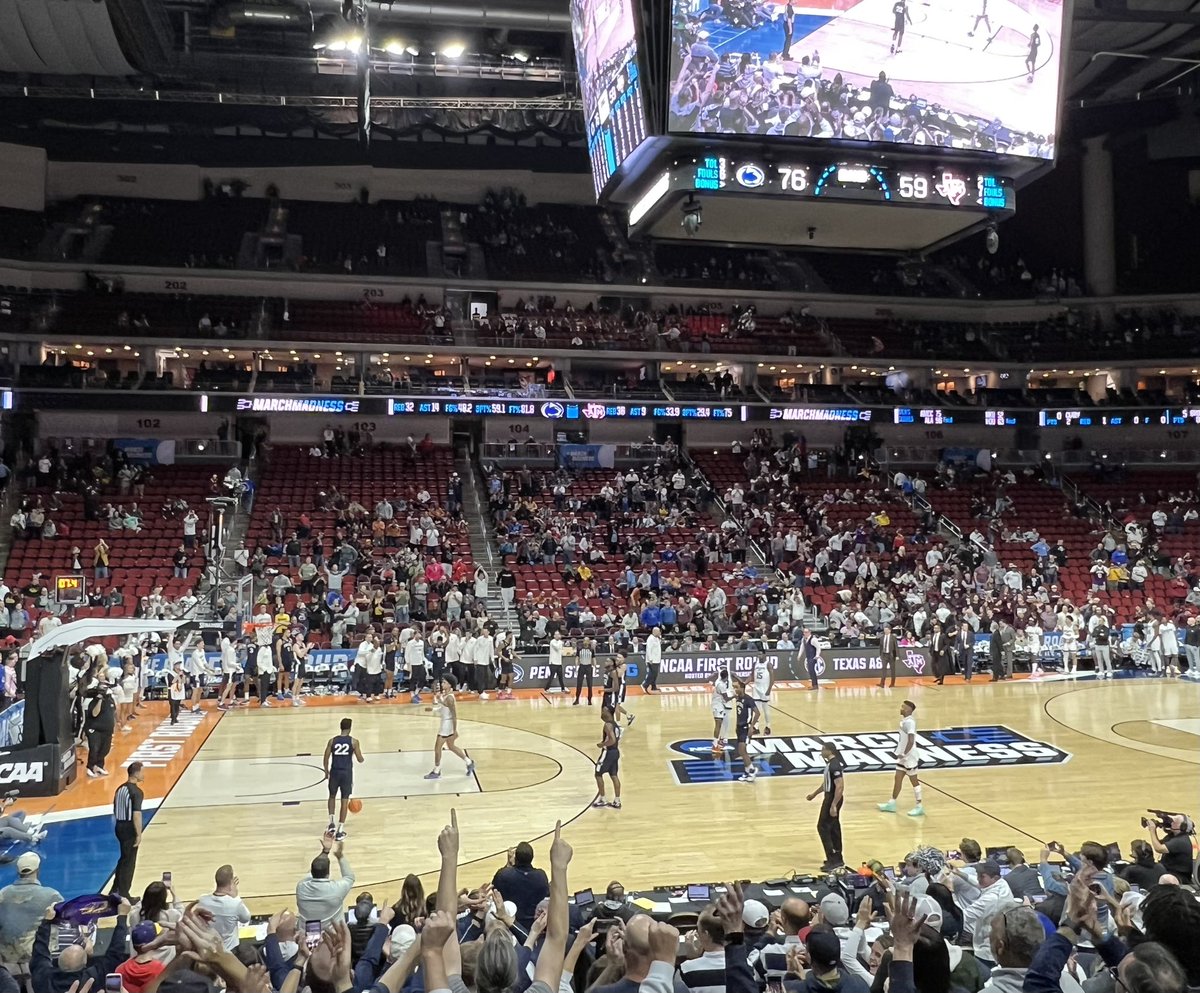 Jalen Pickett dribbles out <a href="/PennStateMBB/">Penn State Men’s Basketball</a> dominant 76-59 NCAA win over Texas A&amp;M!! #WeAre #PennState #Itjustmeansmore #MoreToGive #MarchMadness