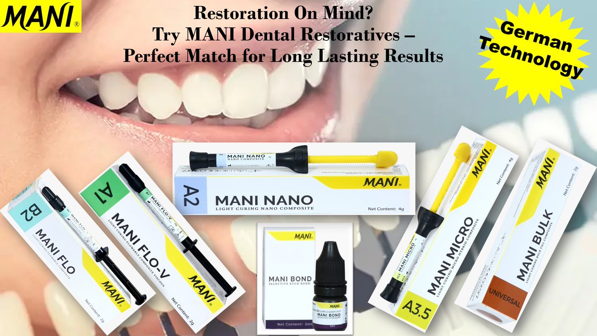 ManiMedicalInd's tweet photo. Restoration On Mind?
𝑻𝒓𝒚 𝑴𝑨𝑵𝑰 𝑫𝒆𝒏𝒕𝒂𝒍 𝑹𝒆𝒔𝒕𝒐𝒓𝒂𝒕𝒊𝒗𝒆𝒔 𝒇𝒓𝒐𝒎 𝑮𝒆𝒓𝒎𝒂𝒏𝒚 𝒘𝒊𝒕𝒉 𝑱𝒂𝒑𝒂𝒏𝒆𝒔𝒆 𝑺𝒕𝒂𝒏𝒅𝒂𝒓𝒅𝒔
𝙃𝙖𝙫𝙚 𝙔𝙊𝙐 𝙏𝙧𝙞𝙚𝙙 𝙄𝙩?🫵
MANI-"The Best Quality In The World, To The World"
#JapaneseStandard #dental #aesthetic https://t.co/QS204BEeje