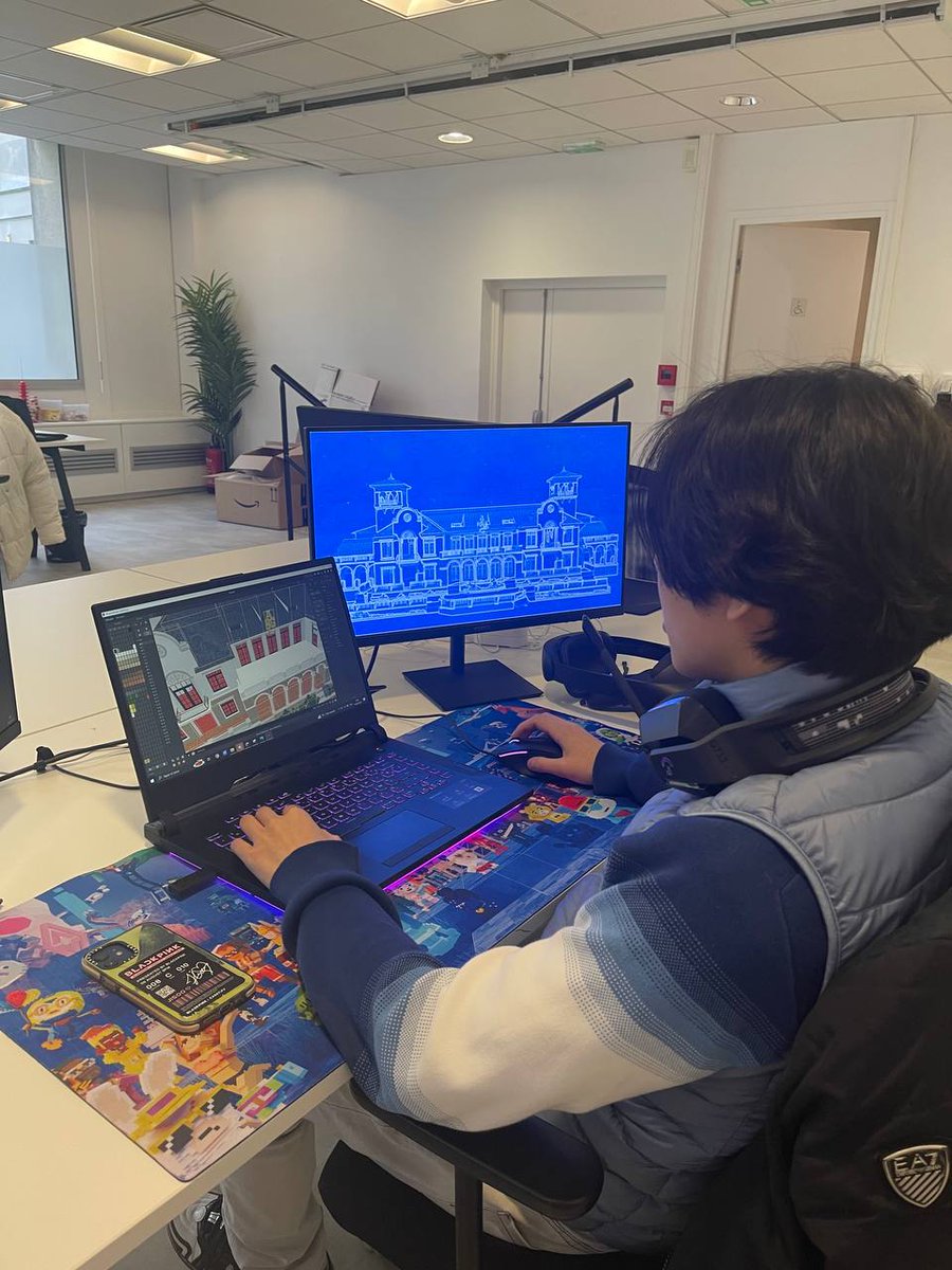 BAGC Developer Diary 1. One of our team members in our Paris studio working on painting the interior of the #altava #bagc #clubhouse The challenge for #voxel is that you have to paint the pixel. Being in Paris means the team is able work closely with <a href="/thesandboxgame/">The Sandbox</a> team Fun