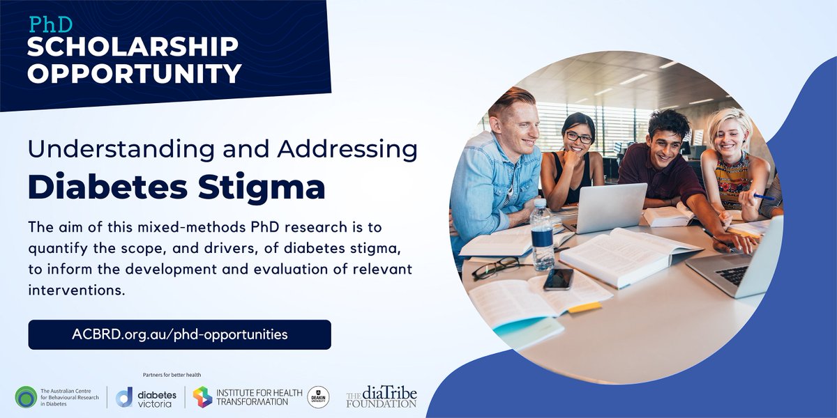 ACBRD #EndDiabetesStigma (@acbrd) on Twitter photo Are you interested in doing a #PhD? 👩🎓👨🎓
We are pleased to announce a new #scholarship opportunity w the <a href="/ACBRD/">ACBRD #EndDiabetesStigma</a> & @MatthewGarza98 (<a href="/diaTribeNews/">The diaTribe Foundation</a>) at <a href="/Deakin/">Deakin University</a>. Initiate & conduct research on 'Understanding & addressing #DiabetesStigma'
Learn more 👇👇👇
deakin.edu.au/study/fees-and… Are you interested in doing a #PhD? 👩🎓👨🎓
We are pleased to announce a new #scholarship opportunity w the <a href="/ACBRD/">ACBRD #EndDiabetesStigma</a> & @MatthewGarza98 (<a href="/diaTribeNews/">The diaTribe Foundation</a>) at <a href="/Deakin/">Deakin University</a>. Initiate & conduct research on 'Understanding & addressing #DiabetesStigma'
Learn more 👇👇👇
deakin.edu.au/study/fees-and…