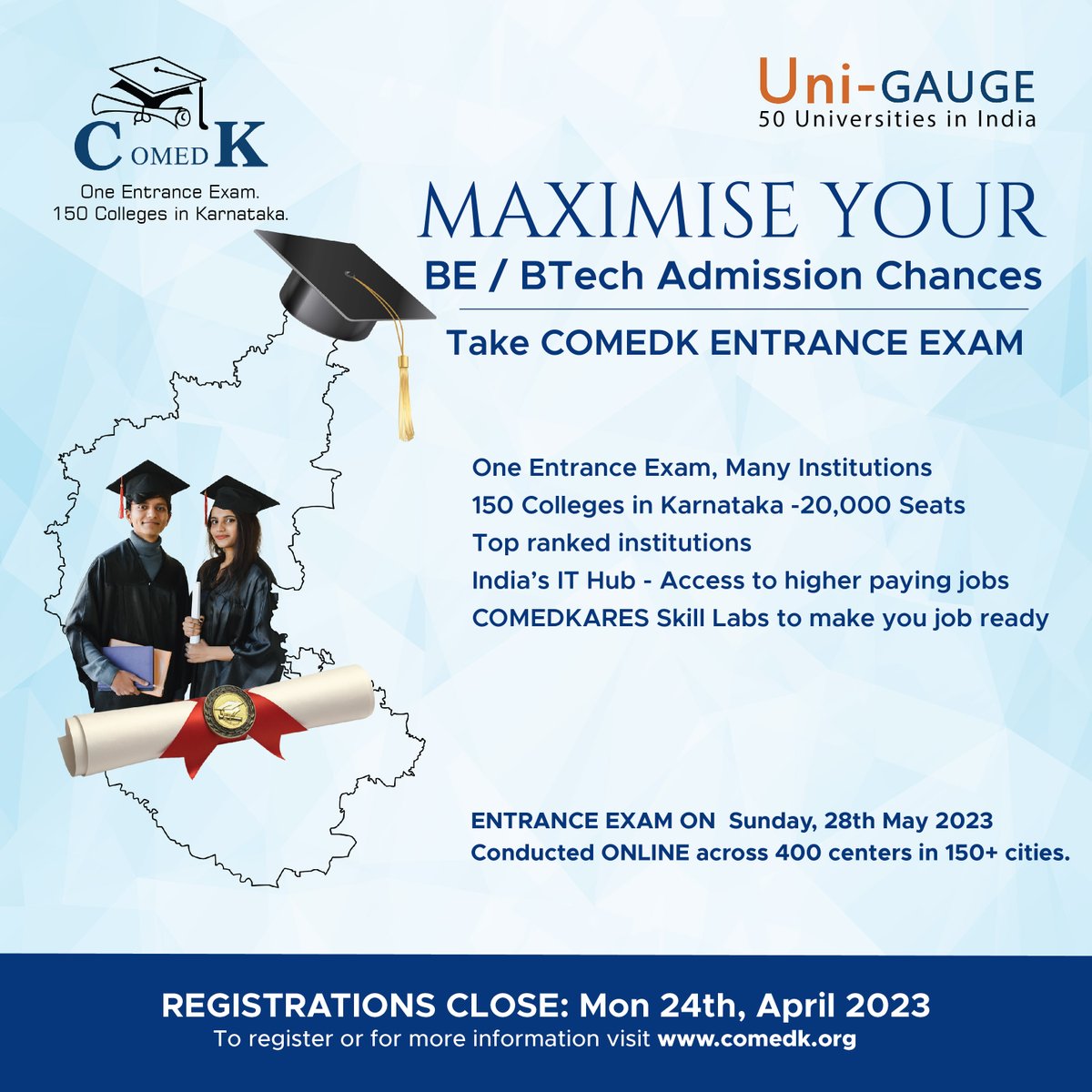 COMEDK_official's tweet photo. Wondering what to do after 12th??
The applications are open for COMEDK-2023 go register now on https://t.co/KS2WAtd8xO
#COMEDK #engineering #entranceexam  #admissions #BE #BTECH #Karnatakacolleges https://t.co/sl1ebcBi6p