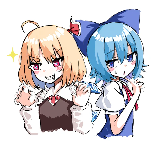 昨日絵チャで描いたルーミアchangとチルノchang 