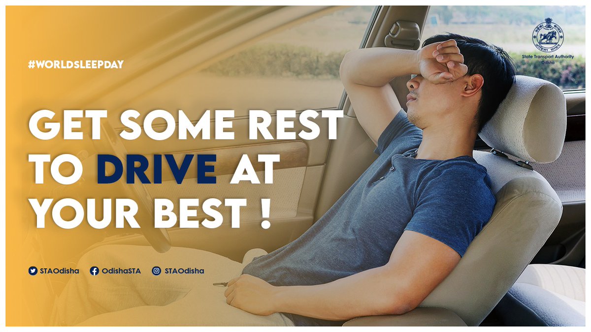Let’s pledge to ensure safer roads for all, by being well-rested before taking the wheel. 

Driving while you are sleepy can hinder your focus and invite the risk of an accident. 

Avoid #DrowsyDriving !

#DriveSafe
#RoadSafety
#WorldSleepDay

@CTOdisha