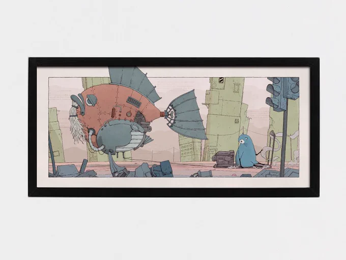 【長額イラスト】

Title 「プラネと浮遊魚」
Size : 540×260×40

#インテリアアート
#イラストレーションアート 
#アートのある暮らし 
