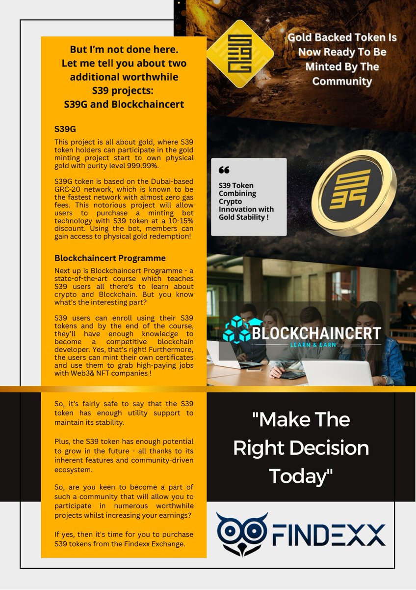 Check out our latest #s39 #newsletter about our entire #ecosystem ...

#findexx #GOLD #blockchain #blockchaintechnology #tokenization #BTC #BTCUSDT #lifestyle #education #CryptoTwitter #Crypto #cryptocurrency