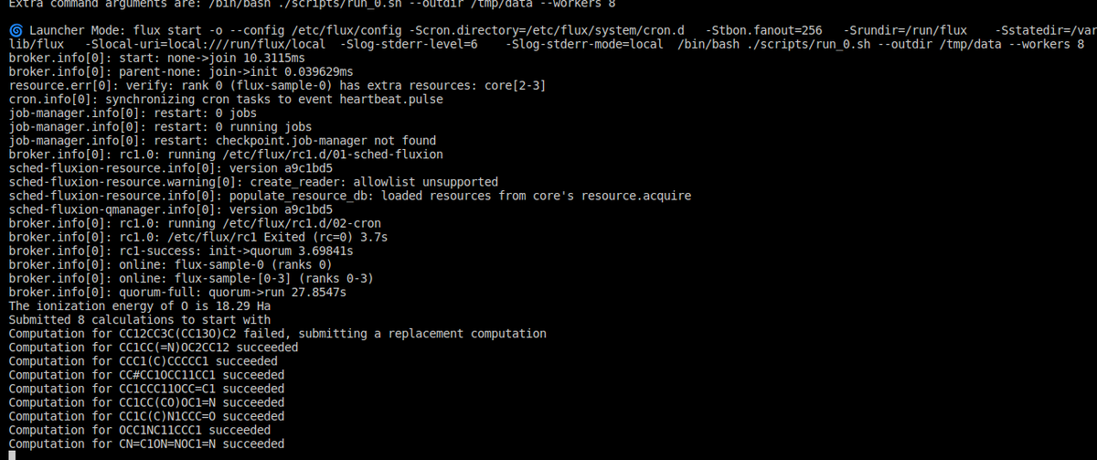 Does anyone else like to save screen shots of "first times" that something worked or you reached a milestone? There are a ton of workflow tools out there, but tonight is the first time I got a <a href="/ParslProject/">Parsl (@ParslProject@mast.hpc.social)</a> workflow running in the <a href="/FluxFramework/">Flux</a> operator! Tiny wins... yay!🥳