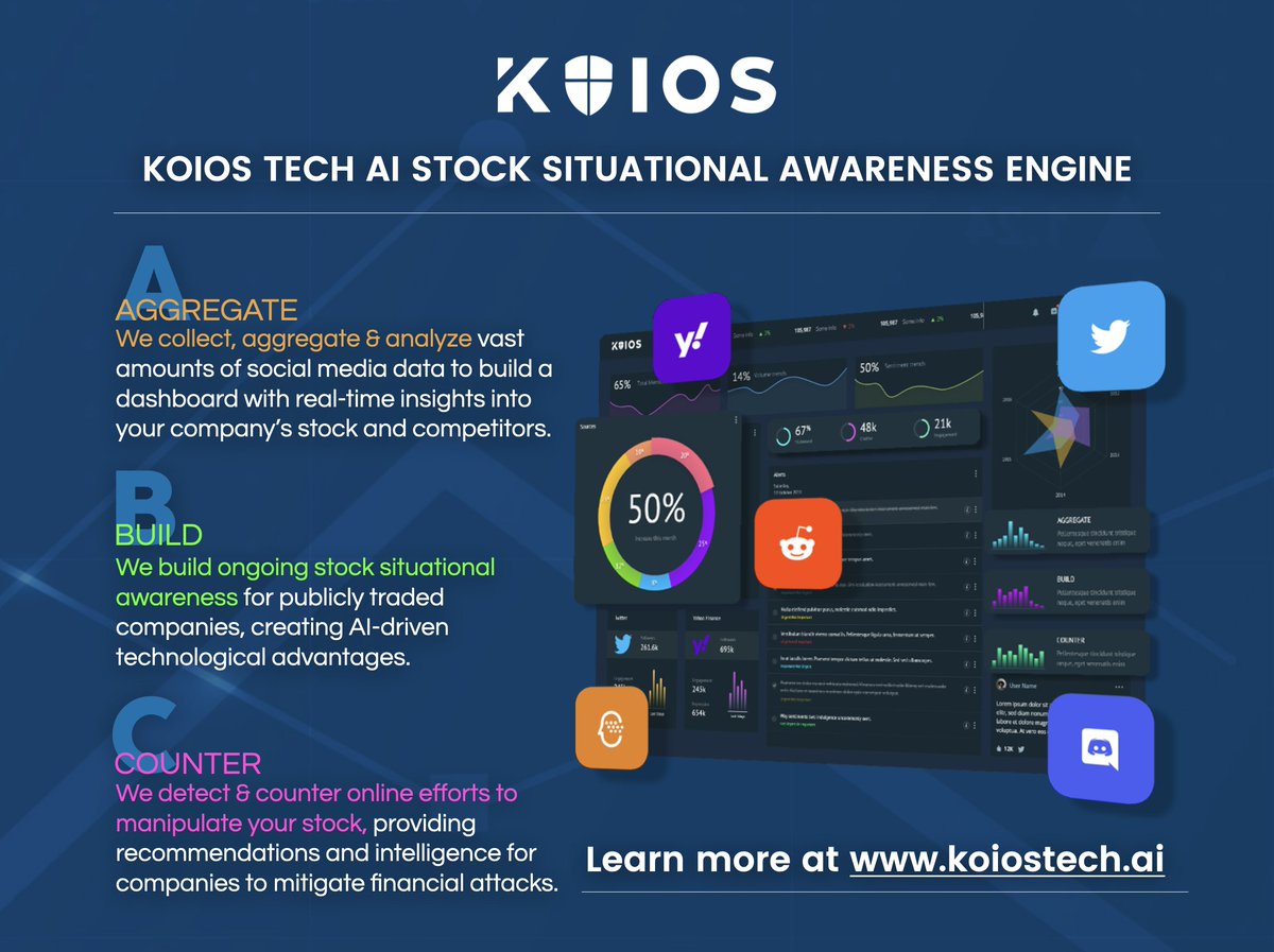 KOIOSTechAI's tweet photo. By leveraging our AI engine, publicly traded companies have the ability to identify patterns and trends that might otherwise go unnoticed and take action to prevent fraud before it can occur.
Learn more about our stock situational awareness engine at https://t.co/bdfkbPpJIK. https://t.co/W7YGH7WixR