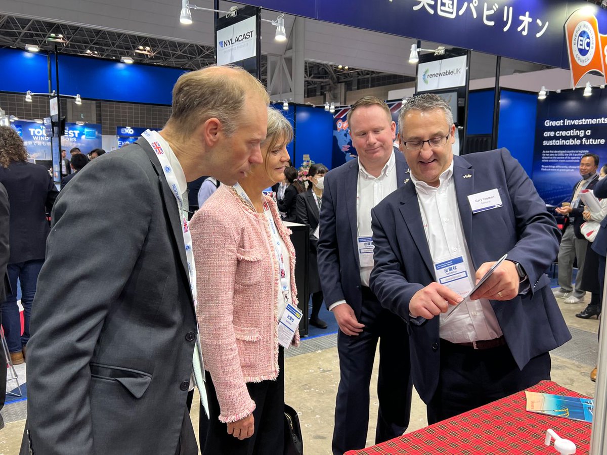 UK Ambassador to Japan, Julia Longbottom, Darren Goff and Greg Clark MP visited Balmoral's stand at Wind Expo Japan to hear about our technology and skills that are contributing to the energy transition. #RenewableEnergy #UKJapanRelations #WindExpoJapan