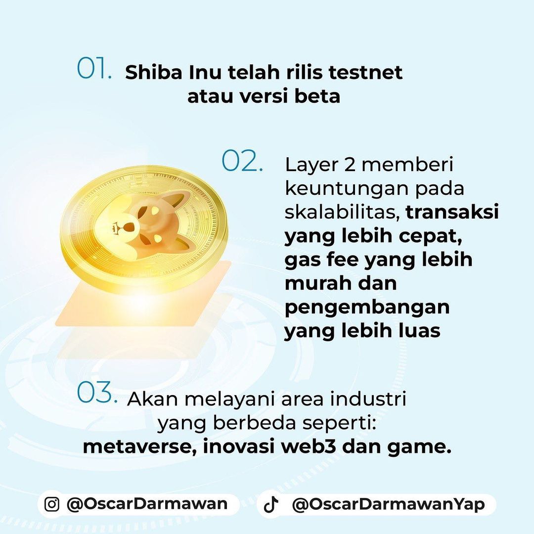 OscarDarmawan's tweet photo. Shibarium, berawal dari meme coin bangun blockchain untuk dorong ekosistem. 

Semoga akan ada lebih banyak inovasi sehingga bisa menjawab tantangan yang sering dihadapi para developer dan dapat memperbanyak adopsi.

#oscardarmawan #Shibarium #SHIBARMY https://t.co/6Crf3giSsm