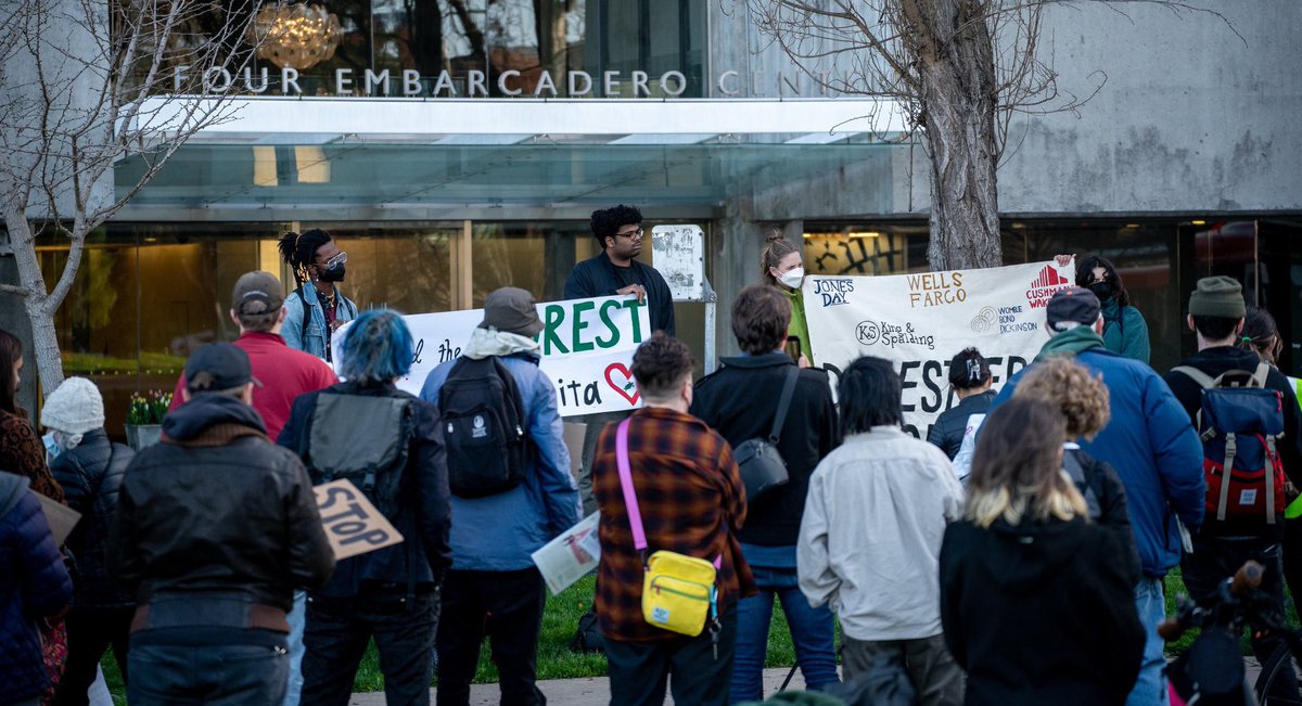 Activists in San Francisco, California march in solidarity with land defenders in Atlanta. We hold every investor involved in the Cop City project responsible! Cop City will never be built! 🔥✊🏿❤️🖤#StopCopCity📸:@renepakmorrison