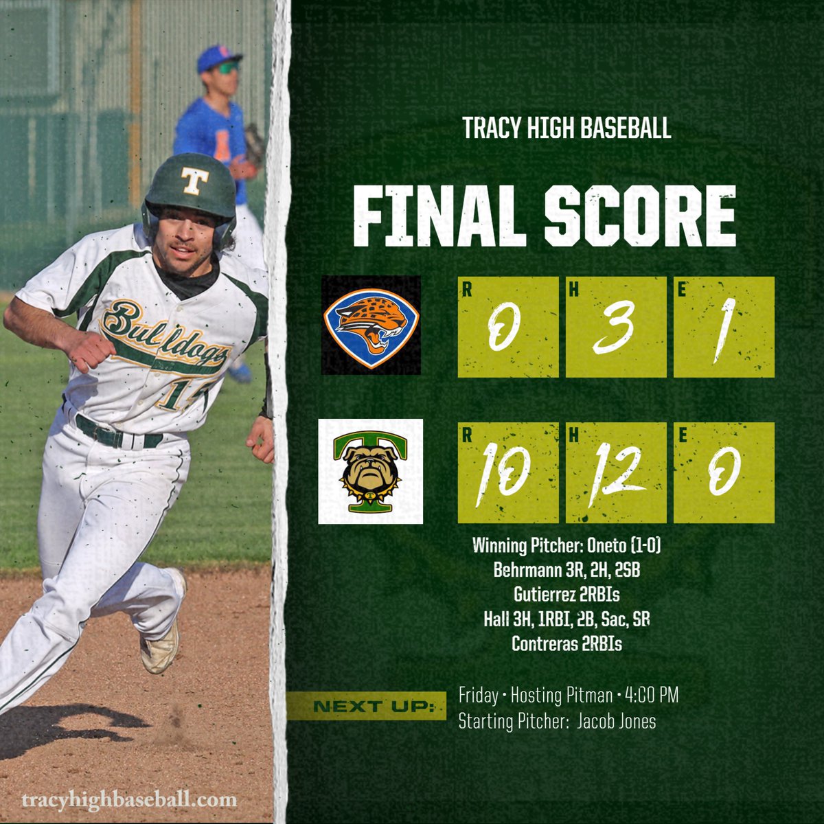 Tracy Bulldogs off to a 4-0 start.  Dogs will try to get a lot of games played in the days ahead.  League to start soon vs Lincoln.