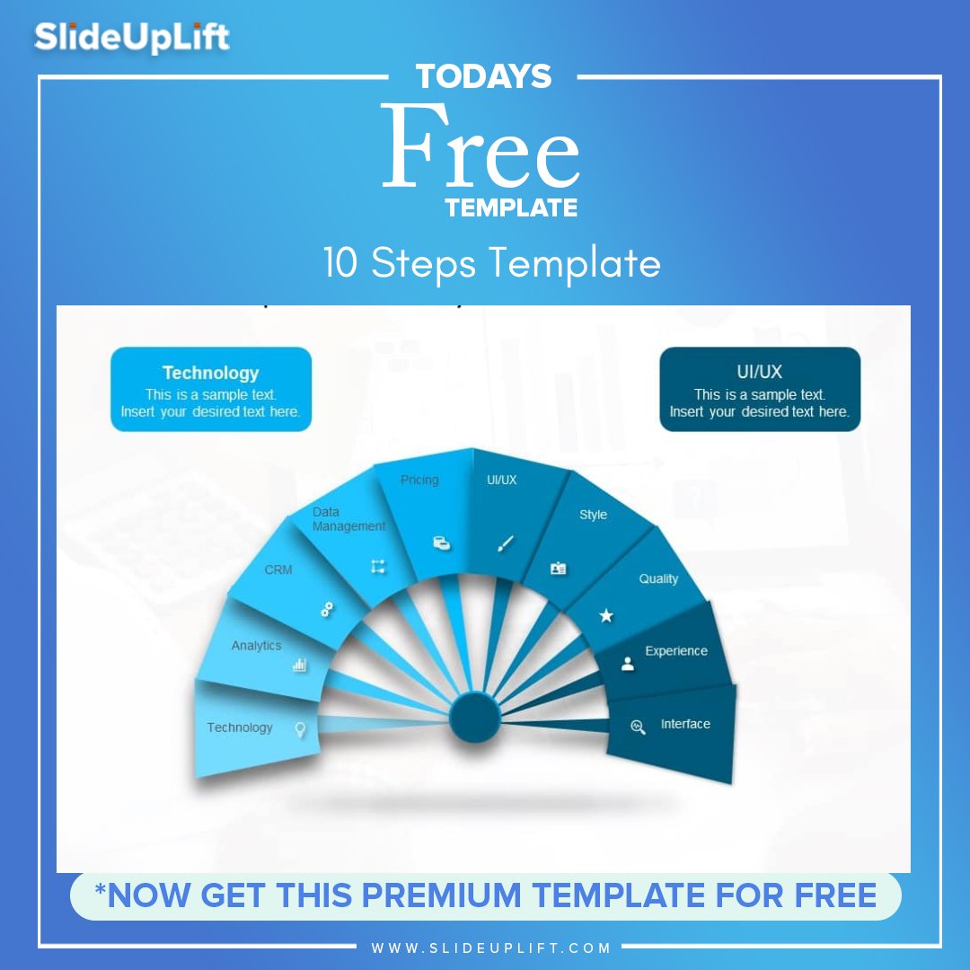 slide_uplift's tweet image. Showcase the key points of your presentations in just 10 steps using this creatively designed Fan Shaped template for free.
bit.ly/3YPGEyV
#free #freebie #freetemplate #powerpoint #googleslides #googleslidestemplates #powerpointtemplates #templates #powerpointtemplate
