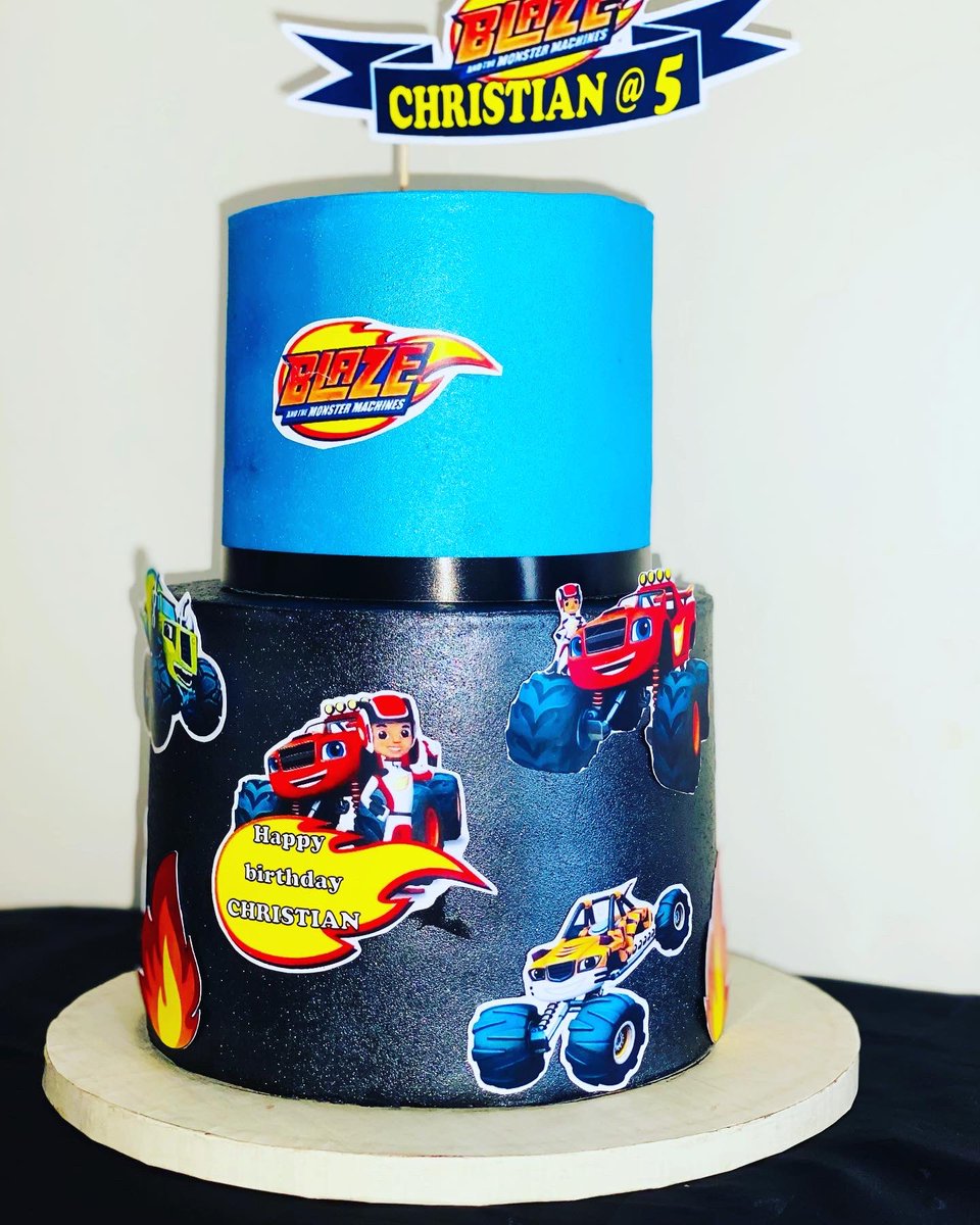 CakeDecoharmony's tweet photo. My son’s birthday cake , he wanted a blaze and the monster machine cake🥰🥰🥰his wish is my command 💙💙💙💙@NanaMalaika3 https://t.co/1YnzYkCV9P