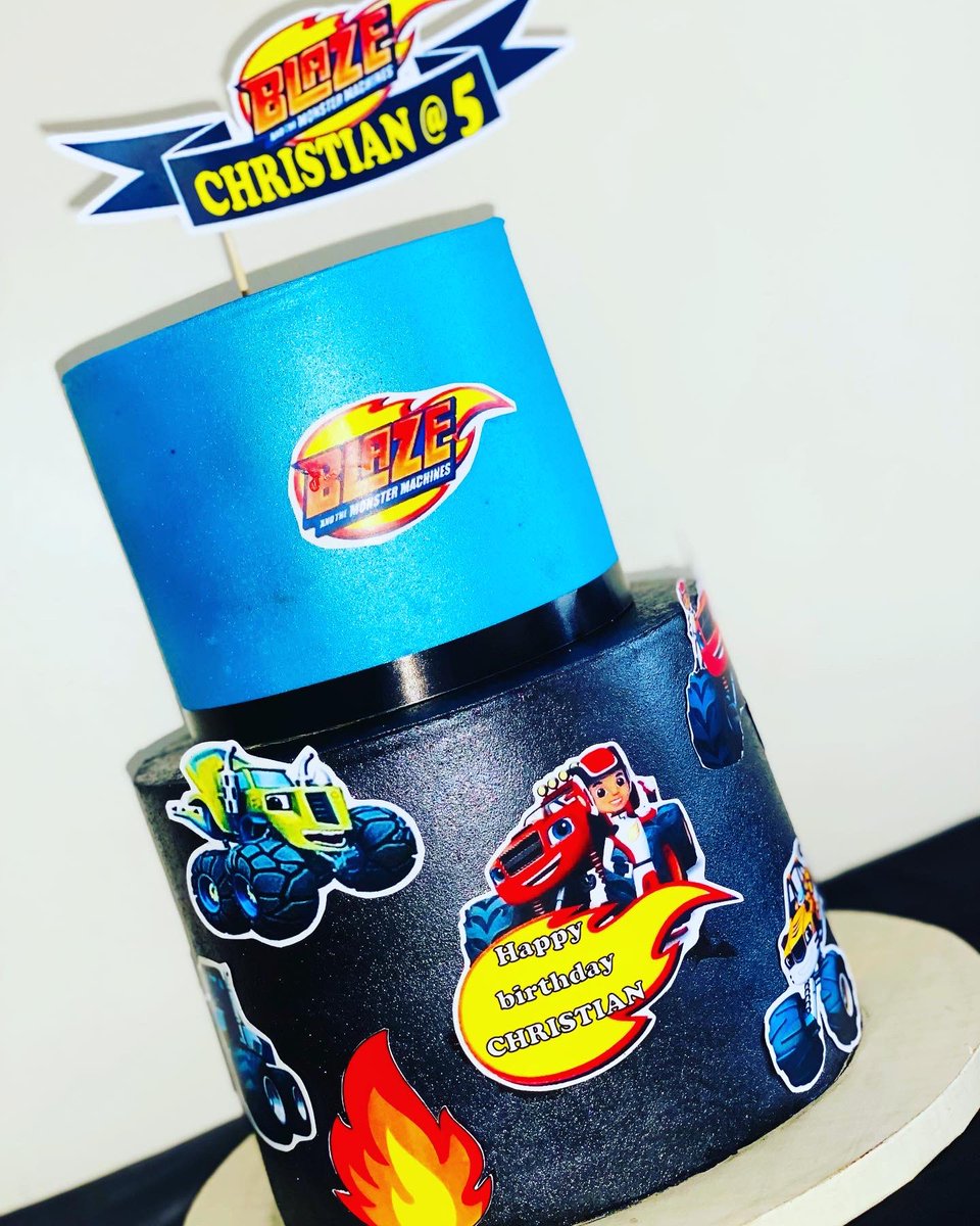 CakeDecoharmony's tweet photo. My son’s birthday cake , he wanted a blaze and the monster machine cake🥰🥰🥰his wish is my command 💙💙💙💙@NanaMalaika3 https://t.co/1YnzYkCV9P
