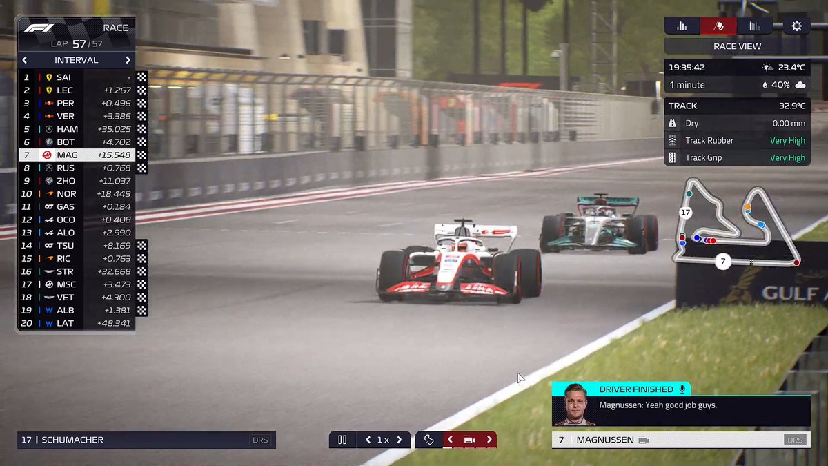 Thank you all so much for participating tonight and making this so much fun! On the success of tonight, we have officially found our new Thursday night series! the Saudi Arabian Grand Prix on F1 Manager 22 next Thursday night at 8:30pm ET!!!!!!