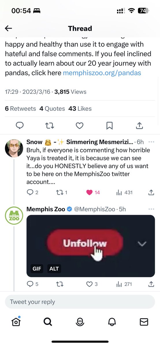 johsu's tweet photo. @MemphisZoo 's Social Media Guy should get FIRED for these unethical and unprofessional responses https://t.co/XEMiBLKzt7
