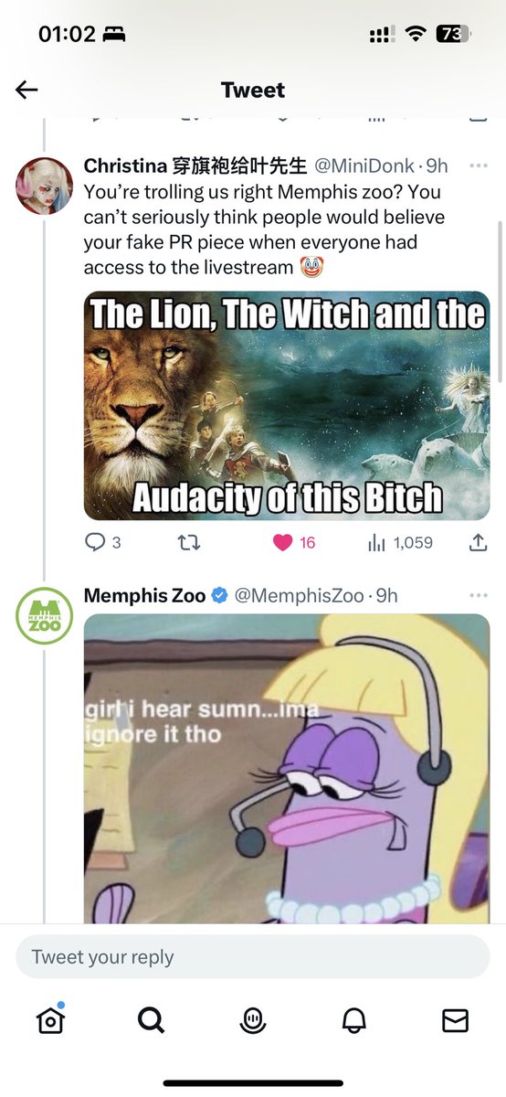 johsu's tweet photo. @MemphisZoo 's Social Media Guy should get FIRED for these unethical and unprofessional responses https://t.co/XEMiBLKzt7