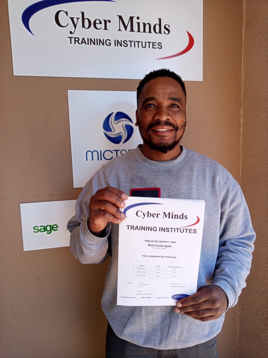 Congratulations to Phuti Paulos Kgabi for successfully completing the Creative Minds Beginner Package. 👏
086 110 6696
ina@minds.co.za
minds.co.za
#computerlearner #computerlearners #computercourse #computercourses #computertechnology #computertechnician #computertech