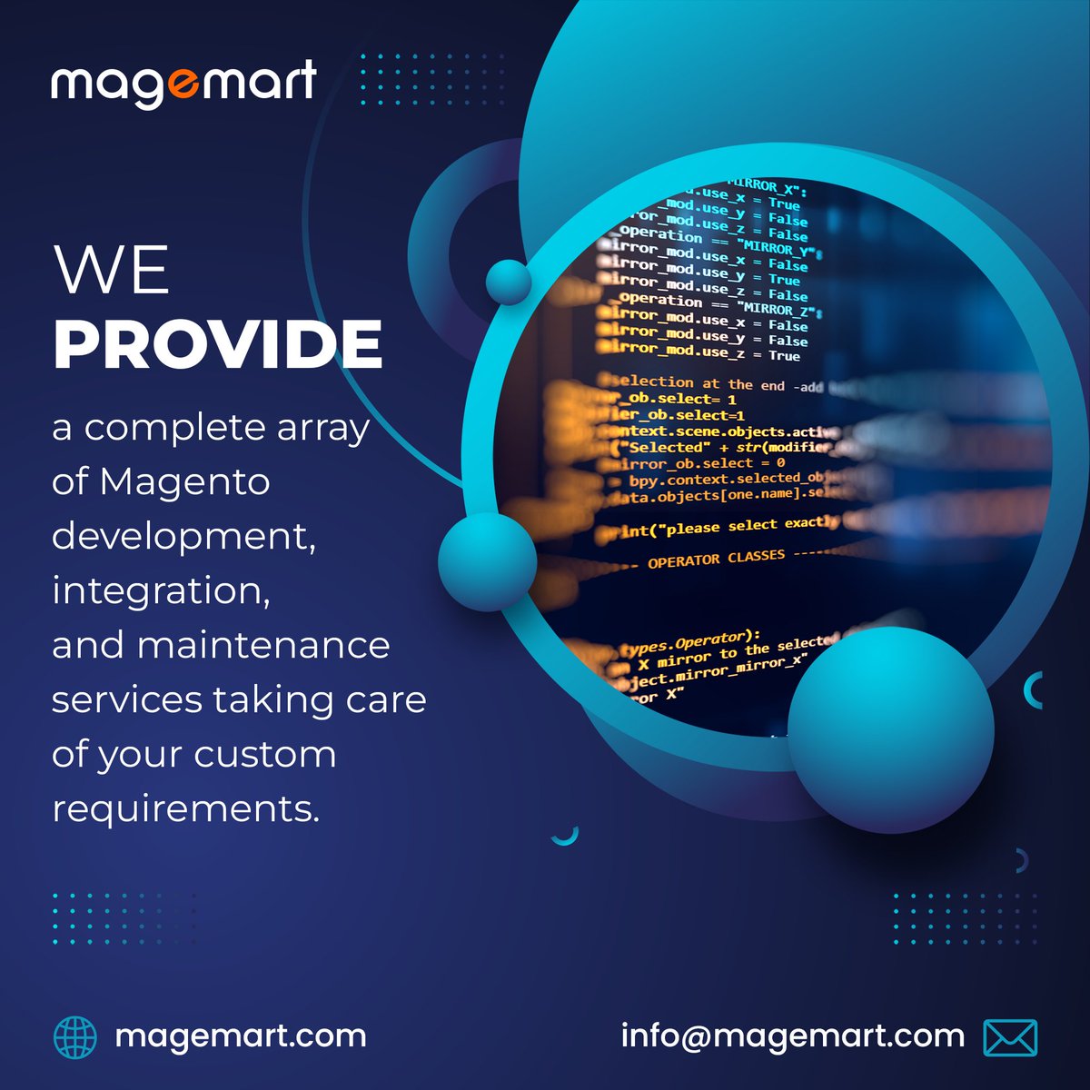 magemartagency's tweet image. Our team of Magento programmers provides a complete array of integration, maintenance services, and Magento development, taking care of your custom requirements. Get in touch with us now!
#magento #magentowebdevelopment #magentodeveloper #magentoecommerce #magentodevelopment