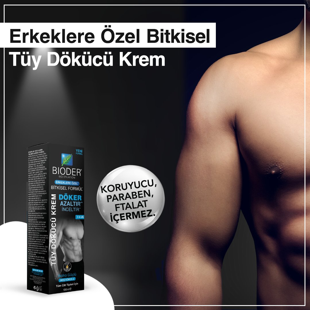 BioderOfficial's tweet image. Erkeklere özel olarak geliştirilen, ekstra güçlü Bitkisel Tüy Dökücü Krem ile istenmeyen tüylere 3 etki bir arada! İstenmeyen tüyleri döker, tüy görünümünü azaltır ve inceltir. 

#tüy #dökücü #krem #erkek #bioder