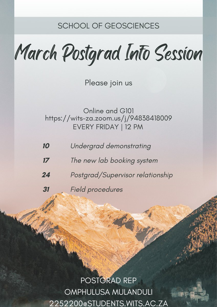Today at Noon we'll be discussing the new booking system for the <a href="/WitsGeoscience/">Wits Geosciences</a> Earth Observatory labs 🔬👩🏿‍🔬🌍