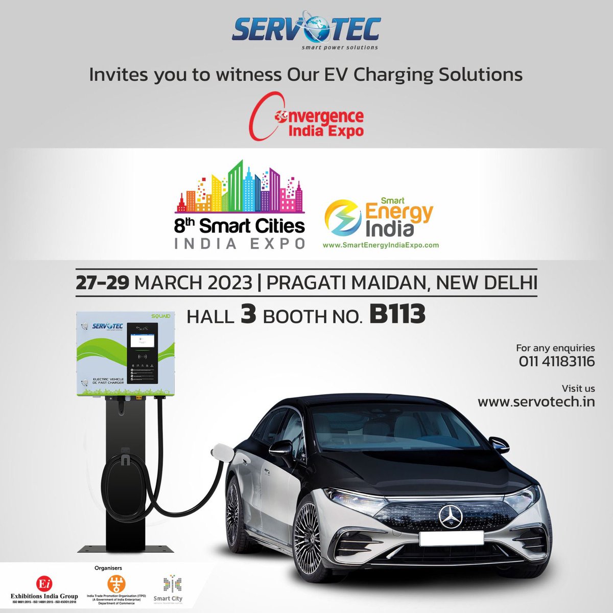 servotechraman's tweet image. Join Servotech at the 8th Smart Cities India Expo from 27-29th March 2023, at Pragati Maidan, New Delhi. Discover our finest range of Solar &amp;amp; #EVChargingSolutions at Hall No. 3, Booth No. B113. Experience the future of #SustainableEnergy solutions now!&quot;