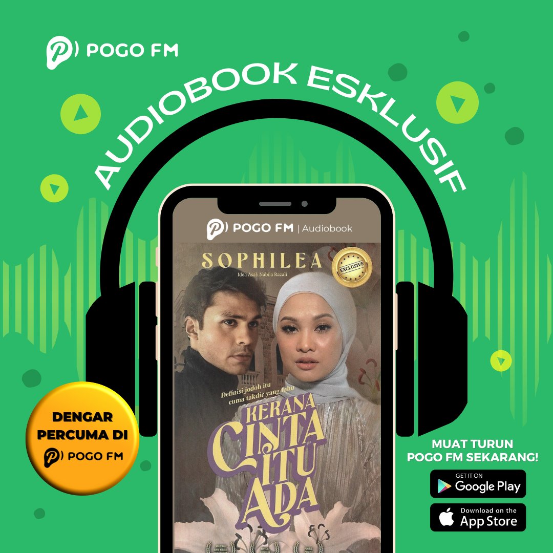 pogofmapp_my's tweet photo. Dengarkan audiobook Karya Sophilea yang juga diadaptasi ke Drama TV - "Kerana Cinta Itu Ada"  di POGO FM: https://t.co/jXUuRLHso8

#POGOFM #pogofriends #pogofm_my #sophileanovelis #audio #audiobooks #audiobook #audiobookstagram #keranacintaituada #nabilanazali #aedyashraf https://t.co/EeCZ7JxQHR