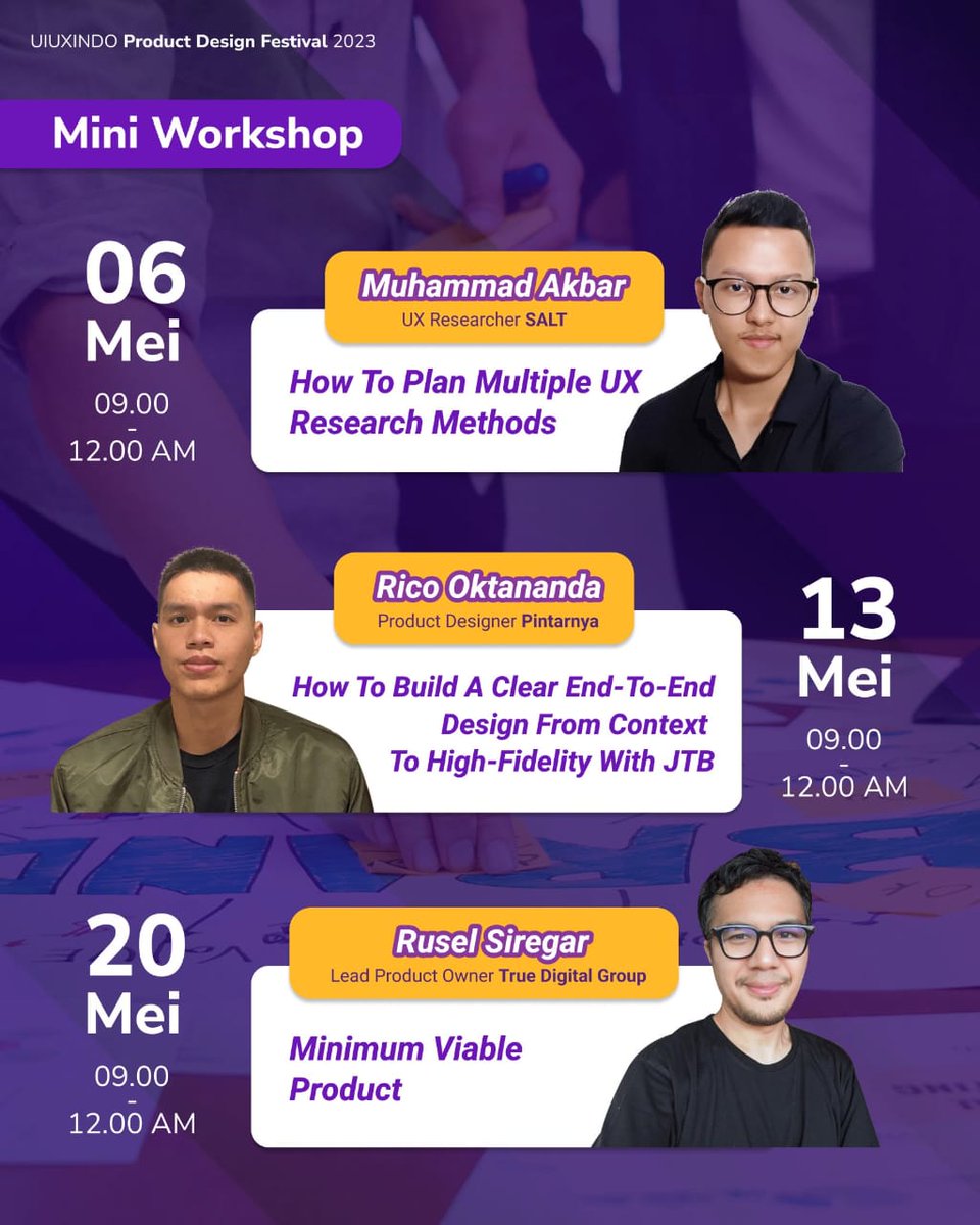 dailysocial's tweet image. 📢 Tingkatkan kemampuan Product Design-mu melalui ✨Product Design Festival 2023✨ by UIUXINDO! 

Pelajari dan praktik langsung, ikuti challenge, dan dapatkan hadiah. 

Daftar sekarang melalui link tertera. Jangan lewatkan kesempatan emas ini! 

#ProductDesign #UIUXINDO #PDF2023
