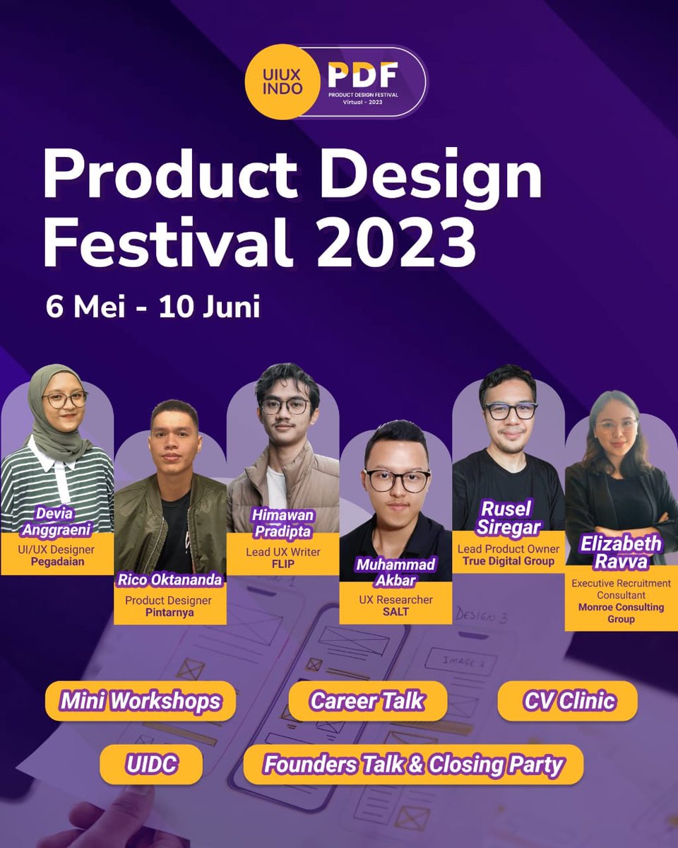 dailysocial's tweet image. 📢 Tingkatkan kemampuan Product Design-mu melalui ✨Product Design Festival 2023✨ by UIUXINDO! 

Pelajari dan praktik langsung, ikuti challenge, dan dapatkan hadiah. 

Daftar sekarang melalui link tertera. Jangan lewatkan kesempatan emas ini! 

#ProductDesign #UIUXINDO #PDF2023