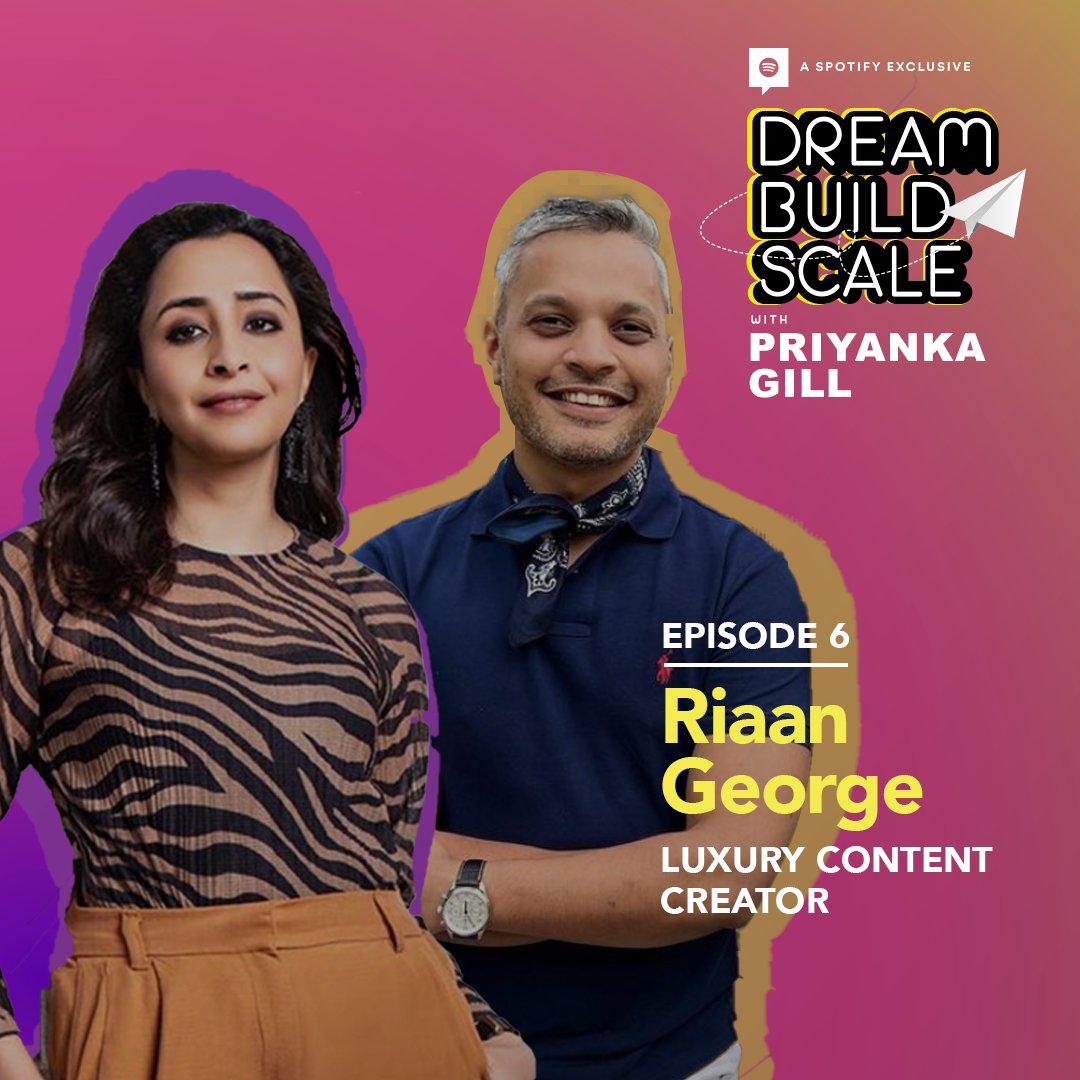 Episode 6 of Dream Build Scale is now streaming exclusively on @spotifyindia 🙌 Listen here - spoti.fi/3Lw5xwH @riaangeorge is one of the first Indian male influencers! The episode is filled with actionable tips on how to become a luxury content creator 🔥